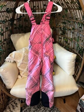 Columbia Pink Plaid Kids Snow Overalls